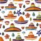 Sombrero vector seamless pattern.