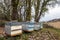 Some beehives at the edge of a lavender field, Provence