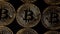 Some bitcoins filmed with rotation