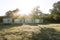 Some bungalows in a row in a green landscape camping