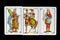Some cards from the spanish deck for playing cards games and gambling on a black background