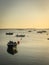 Some fishing boats moored at the pier in Sao Jacinto in Aveiro, Portugal