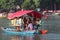 Some foreigners boating in fewa lake Nepal pokhara bigger boat