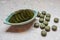 Some green Chlorella algae supplements