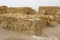 Some of the reconstructed ruins of the ancient Jewish clifftop fortress of Masada in Southern Israel. Everything below the marked