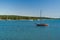 Some sailboats moored in a cove on the Croatian coast