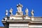 Some sculptures depicting the 140 saints of the colonnade of the Vatican City