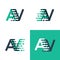 Something like AV letters logo with accent speed in tosca green and dark blue