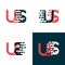 Something like US letters logo with accent speed dark red and dark blue