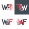 Something like WF letters logo with accent speed pink and dark gray
