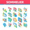 Sommelier Wine Tasting Isometric Icons Set Vector