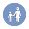 son with mother hold hands icon in badge style. One of Family collection icon can be used for UI, UX