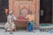 SONA MASJID, BANGLADESH - NOVEMBER 11, 2016: Local men in front of ancient Khania Dighi Khaniadighi mosque in Sona Masjid area,