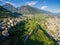 Sondrio - Valtellina IT - Aerial overview of the vineyards