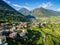 Sondrio - Valtellina IT - Aerial overview of the vineyards