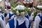 Song and dance festival in Latvia. Procession in Riga. Elements of ornaments and flowers. Latvia 100 years.