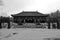 Song Dynasty Court in hengdian studios, black and white image