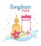 Songkran festival buddha famous landmark flowers card