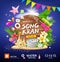 Songkran festival in thailand this summer poster design on blue background