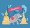 Songkran festival traditonal buddha elephant temple water splash