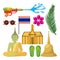 Songkran thailand festival celebration icons emblem
