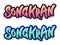 Songkran two colorful inscriptions hand lettering