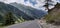 Sonmarg, Jammu and Kashmir - June 18 2019: A truck crossing the roads of J&k valley