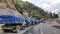 Sonmarg, Jammu and Kashmir - June 18 2019: Trucks waiting in queue to cross the Zojila pass at an elevation of 11,500 feets