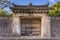 Sonohyan-utaki gate of Shuri Castle`s in the Shuri neighborhood of Naha, the capital of Okinawa Prefecture, Japan