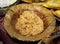 Sooji, halwa, sweet,semolina served in disposable plate