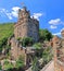 Sooneck Castle with Beautiful Roses along the Walls, UNESCO World Heritage Site, Rhineland Palatinate, Germany