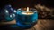 Soothing Ambiance: Aroma Candle in Blue Glass (AI Generated)