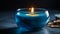 Soothing Ambiance: Aroma Candle in Blue Glass (AI Generated)