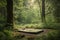 soothing forest scene with yoga mat on the ground