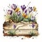 Soothing Serenity: Watercolor Crocus Floral Arrangement AI Generated