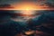 Soothing Sunset Over the Ocean with Sun and Waves, Generative AI