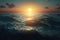 Soothing Sunset Over the Ocean with Sun and Waves, Generative AI