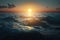 Soothing Sunset Over the Ocean with Sun and Waves, Generative AI