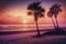 Soothing Sunset on a Tropical Beach with Palm Trees. Perfect for Wallpapers and Posters.