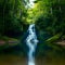 Soothing waterfall nestled within the serene beauty of a deep forest