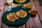 Sope pocho, typical Mexican food served with condiments