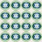 Sophisticated blue and green art deco seamless repeating pattern with stylized flowers and intricate