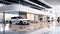 A sophisticated car showroom with a clean white backdrop car showroom wall mockup HD 1920*1080