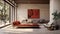 Sophisticated Concrete Living Room Interior Design With Art Gallery Concept