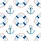 Sophisticated cute graphic lovely beautiful wonderful summer sea fresh marine cruise colorful lifebuoys and anchors pattern