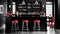Sophisticated Entertainer\\\'s Haven: Studio with Built-in Bar Area in Ebony Black, Silver, and Bold Crimson Red
