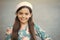 Sophisticated fashionista little girl wear beret hat and fancy dress, luxury boutique concept