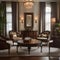 A sophisticated formal sitting area with antique furniture and classic decor1