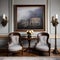 A sophisticated formal sitting area with antique furniture and classic decor2