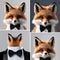 A sophisticated fox in a tuxedo, posing for a portrait with a sly smile2